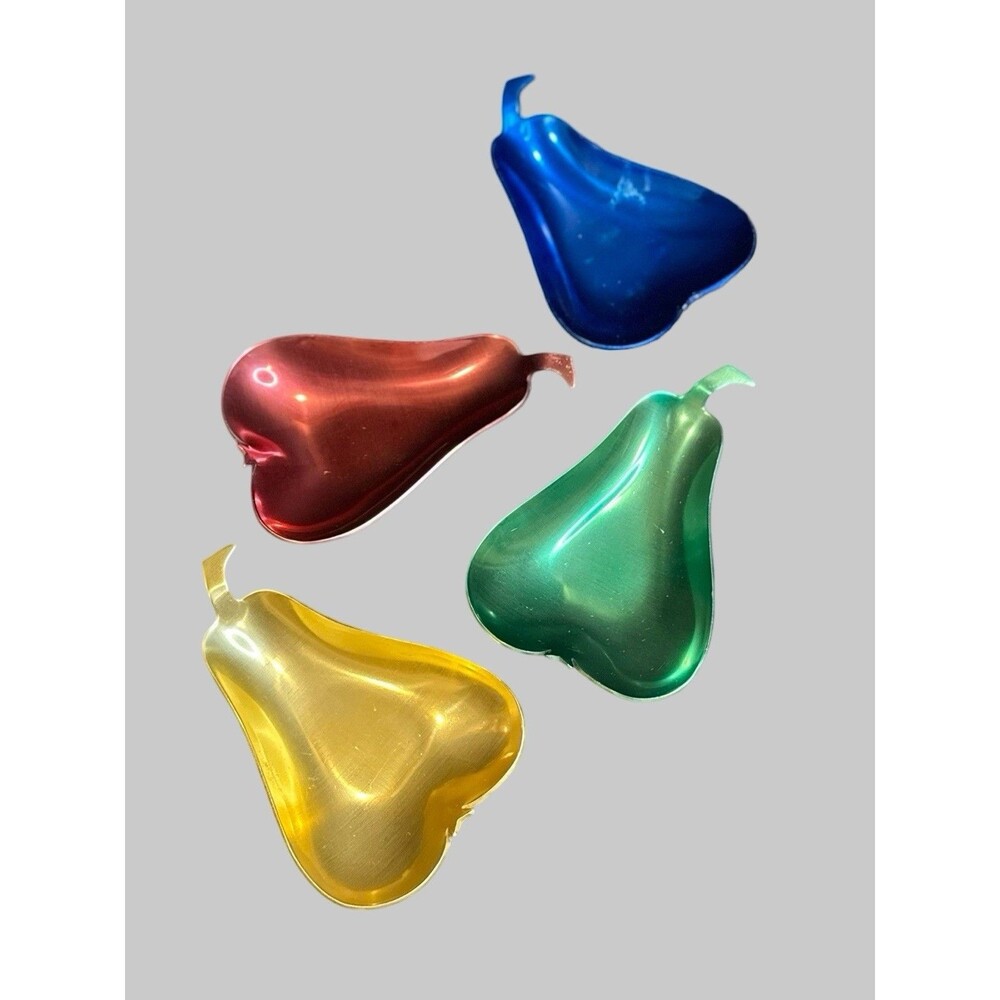 Set of 4 Pear Trinket Dish Ashtray Neocraft Everlast Metal Aluminum Vintage MCM